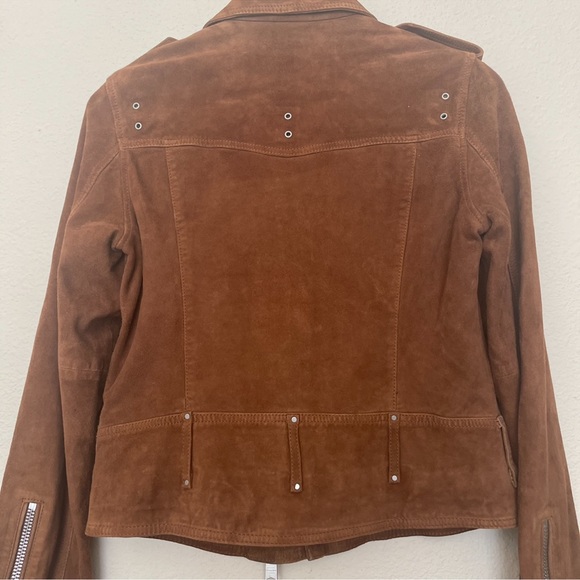 All Saints Plait Western Biker Suede Jacket-Women's US 6 - Picture 4 of 16